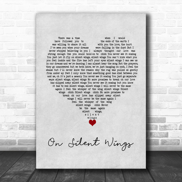 Tina Turner On Silent Wings Grey Heart Song Lyric Wall Art Print