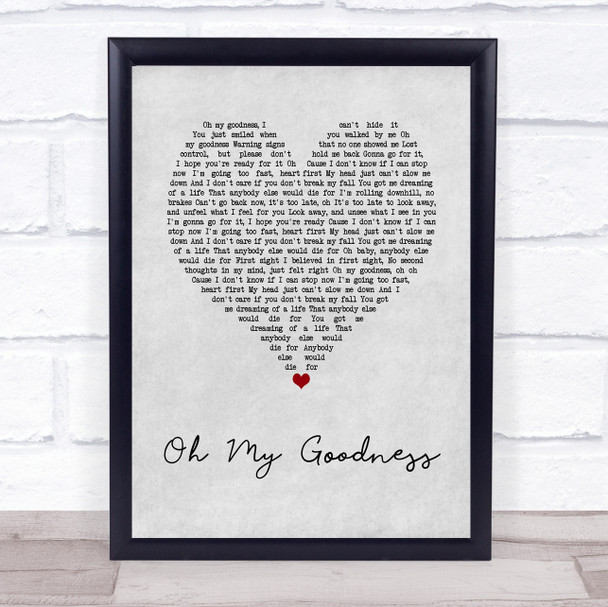 Olly Murs Oh My Goodness Grey Heart Song Lyric Wall Art Print