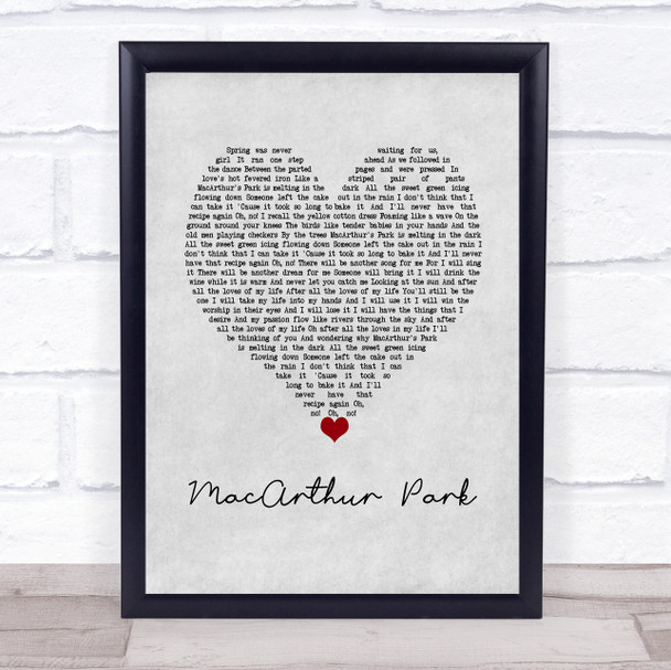 Richard Harris MacArthur Park Grey Heart Song Lyric Wall Art Print