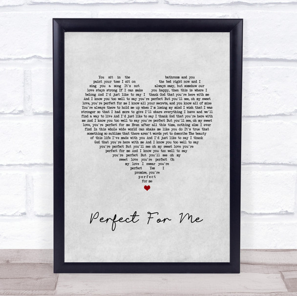 Ron Pope Perfect For Me Grey Heart Song Lyric Wall Art Print