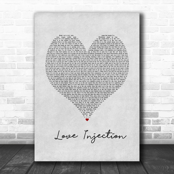 Trussel Love Injection Grey Heart Song Lyric Wall Art Print