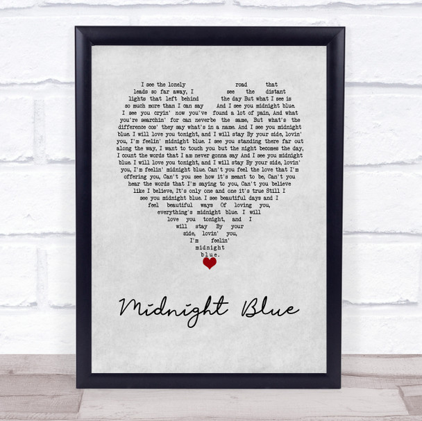 Electric Light Orchestra Midnight Blue Grey Heart Song Lyric Wall Art Print