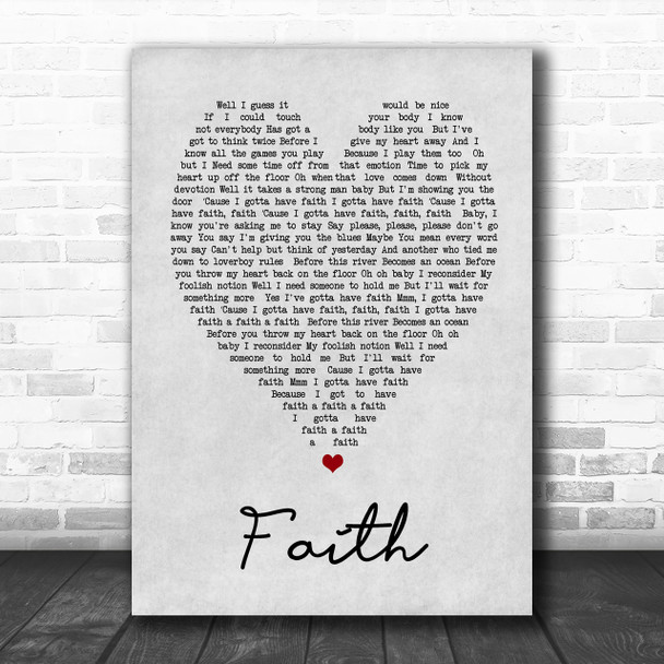 George Michael Faith Grey Heart Song Lyric Music Wall Art Print