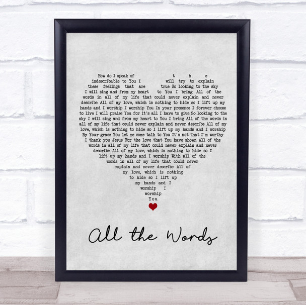 Kutless All the Words Grey Heart Song Lyric Wall Art Print