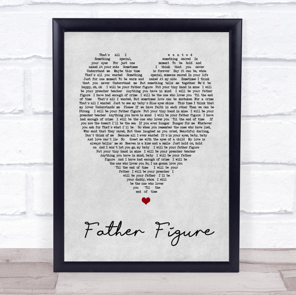 George Michael Father Figure Grey Heart Song Lyric Music Wall Art Print