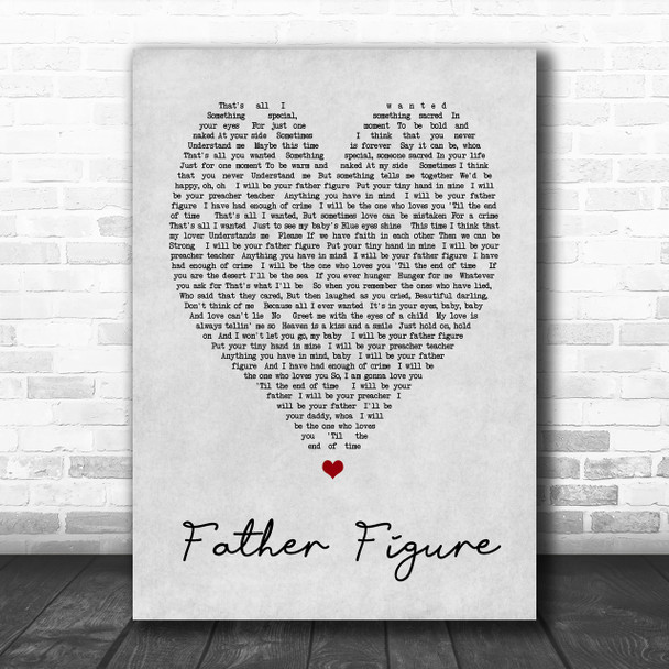 George Michael Father Figure Grey Heart Song Lyric Music Wall Art Print