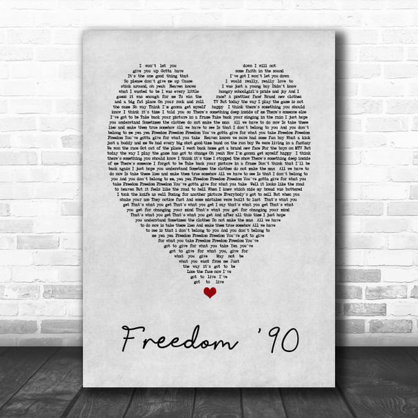 George Michael Freedom '90 Grey Heart Song Lyric Music Wall Art Print