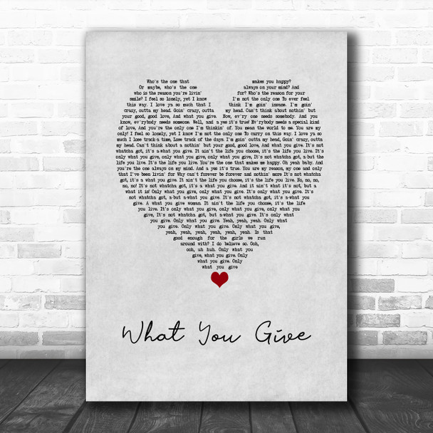 Tesla What You Give Grey Heart Song Lyric Wall Art Print