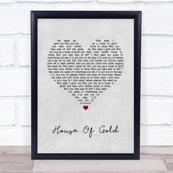 Twenty One Pilots House Of Gold Grey Heart Song Lyric Wall Art Print