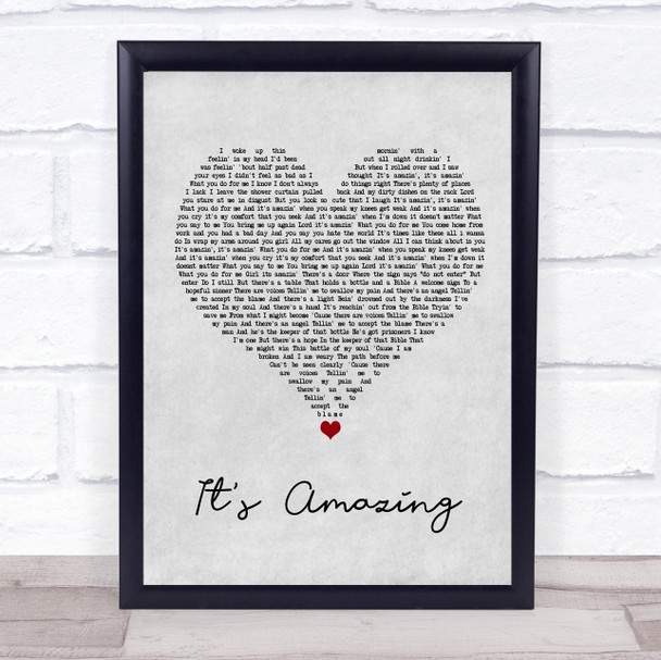 Cody Johnson It's Amazing Grey Heart Song Lyric Wall Art Print
