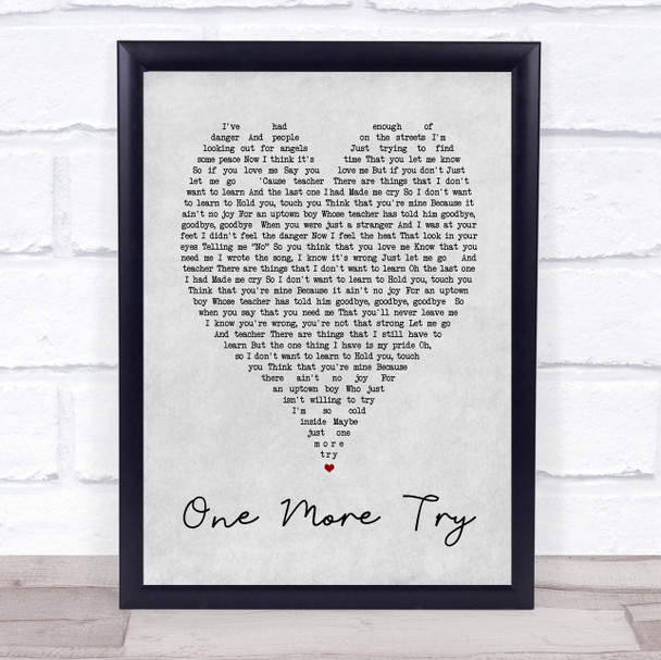 George Michael One More Try Grey Heart Song Lyric Music Wall Art Print