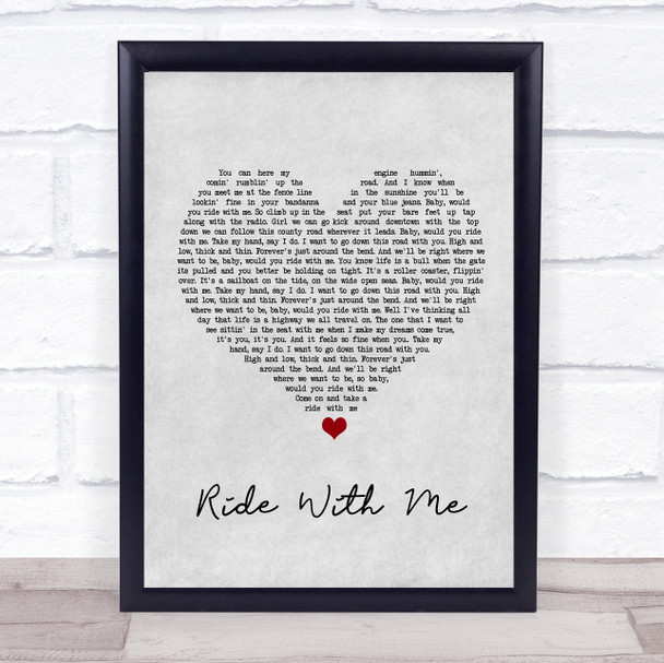 Cody Johnson Ride With Me Grey Heart Song Lyric Wall Art Print