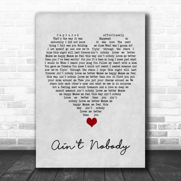 Jasmine Thompson Ain't Nobody Grey Heart Song Lyric Wall Art Print