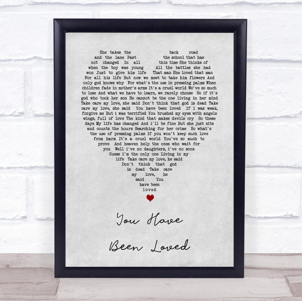 George Michael You Have Been Loved Grey Heart Song Lyric Music Wall Art Print