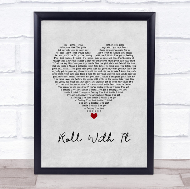 Oasis Roll With It Grey Heart Song Lyric Wall Art Print