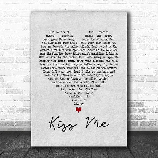 Sixpence None The Richer Kiss Me Grey Heart Song Lyric Music Wall Art Print