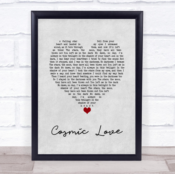 Florence + The Machine Cosmic Love Grey Heart Song Lyric Wall Art Print