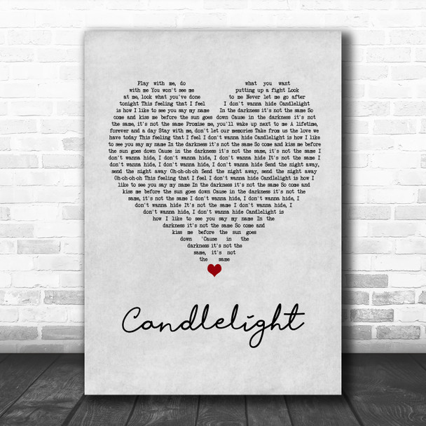 Jack Savoretti Candlelight Grey Heart Song Lyric Wall Art Print