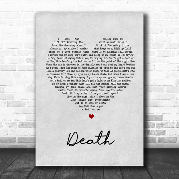 White Lies Death Grey Heart Song Lyric Music Wall Art Print