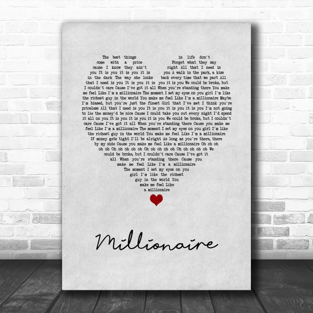 Scouting For Girls Millionaire Grey Heart Song Lyric Wall Art Print