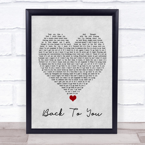 Selena Gomez Back To You Grey Heart Song Lyric Wall Art Print