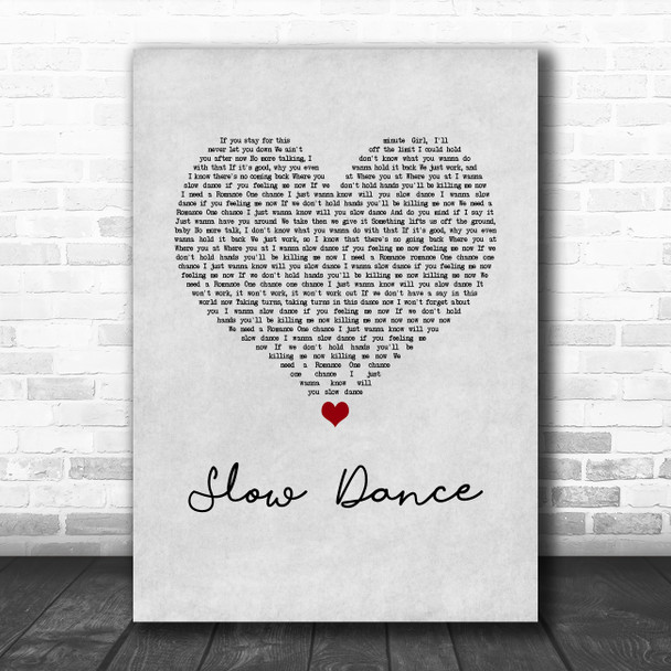 AJ Mitchell & Ava Max Slow Dance Grey Heart Song Lyric Wall Art Print