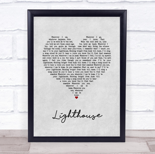 Collabro Lighthouse Grey Heart Song Lyric Wall Art Print