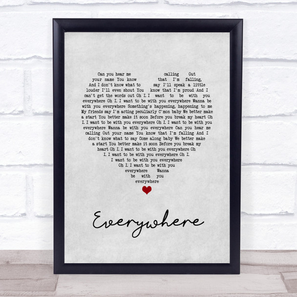 Fleetwood Mac Everywhere Grey Heart Song Lyric Wall Art Print