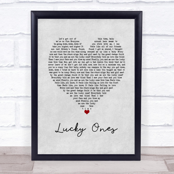 Lana Del Rey Lucky Ones Grey Heart Song Lyric Wall Art Print