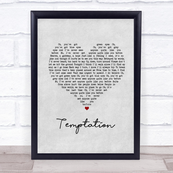 New Order Temptation Grey Heart Song Lyric Wall Art Print