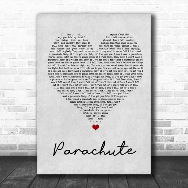 Cheryl Cole Parachute Grey Heart Song Lyric Wall Art Print