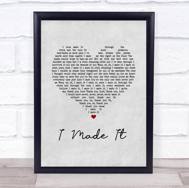 Fantasia Barrino I Made It Grey Heart Song Lyric Wall Art Print