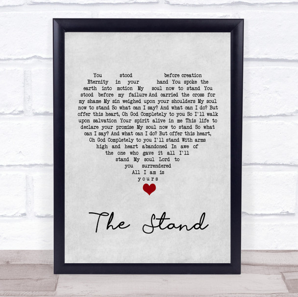 Hillsong United The Stand Grey Heart Song Lyric Wall Art Print