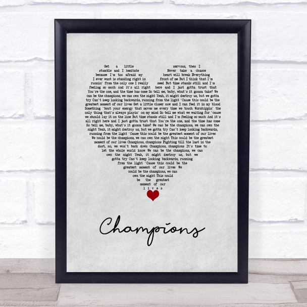 James Blunt Champions Grey Heart Song Lyric Wall Art Print