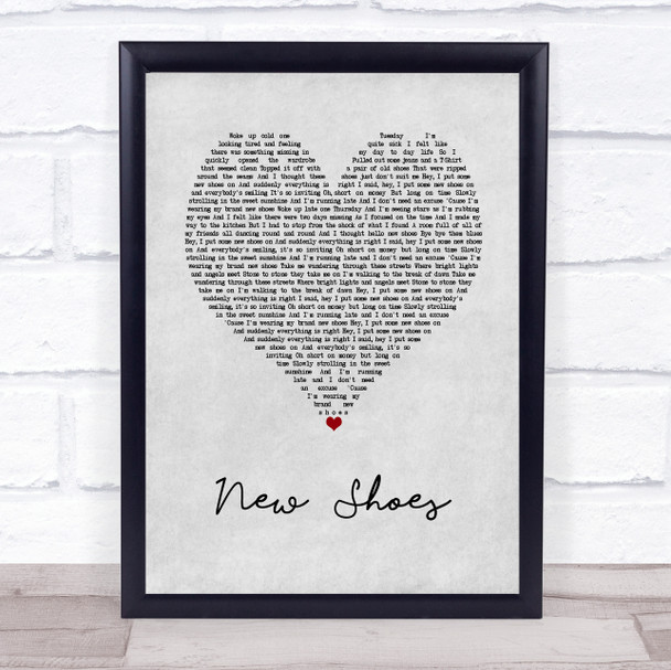 Paolo Nutini New Shoes Grey Heart Song Lyric Wall Art Print