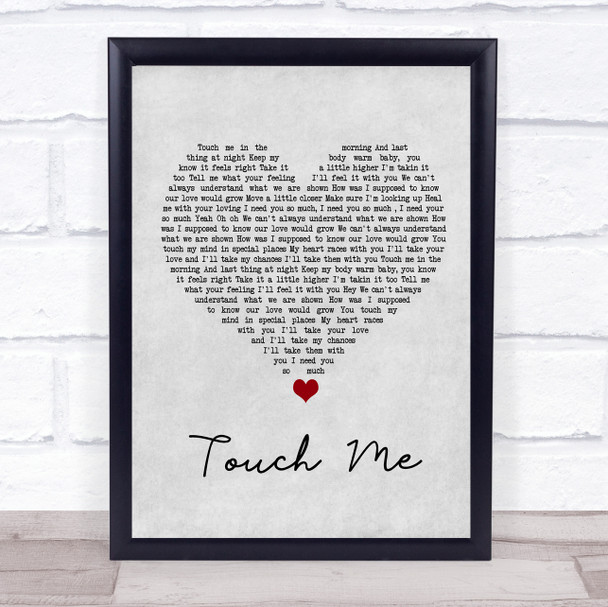 Dj Rui Da Silva Touch Me Grey Heart Song Lyric Wall Art Print