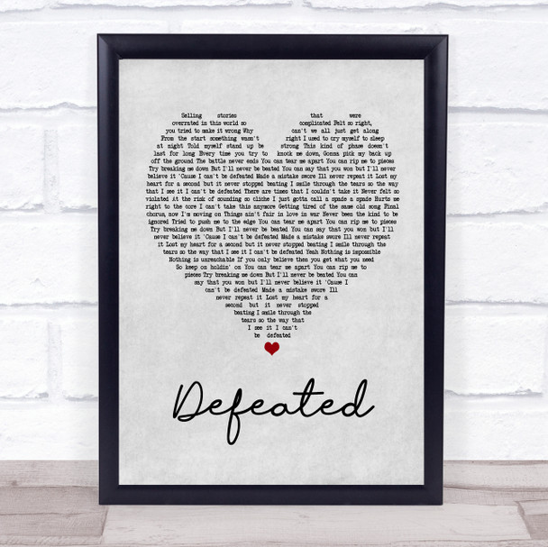 Anastacia Defeated Grey Heart Song Lyric Music Wall Art Print