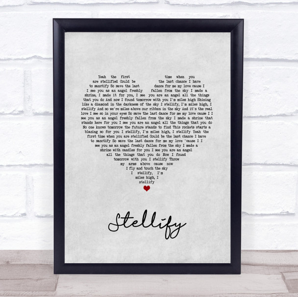 Ian Brown Stellify Grey Heart Song Lyric Wall Art Print