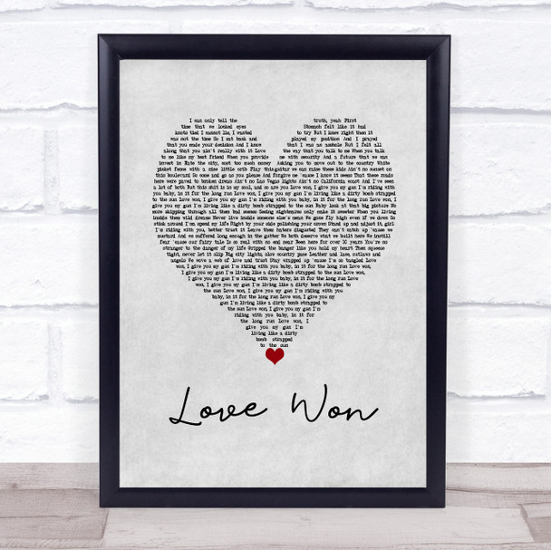 Jelly Roll & Struggle Jennings Love Won Grey Heart Song Lyric Wall Art Print