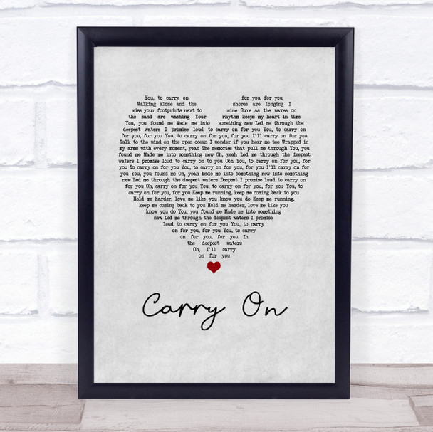 Kygo & Rita Ora Carry On Grey Heart Song Lyric Wall Art Print