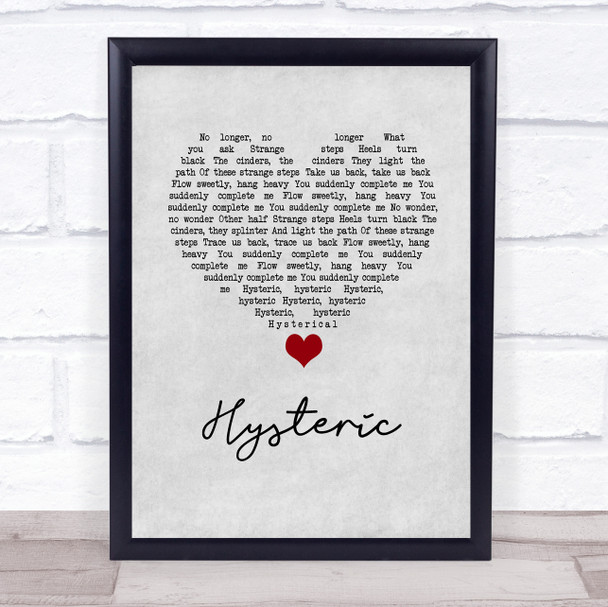 Yeah Yeah Yeahs Hysteric Grey Heart Song Lyric Wall Art Print