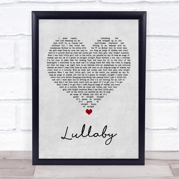 Andreya Triana Lullaby Grey Heart Song Lyric Wall Art Print