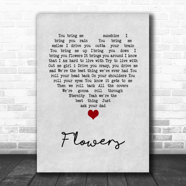 Cross Canadian Ragweed Flowers Grey Heart Song Lyric Wall Art Print