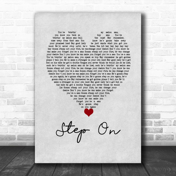 Happy Mondays Step On Grey Heart Song Lyric Wall Art Print