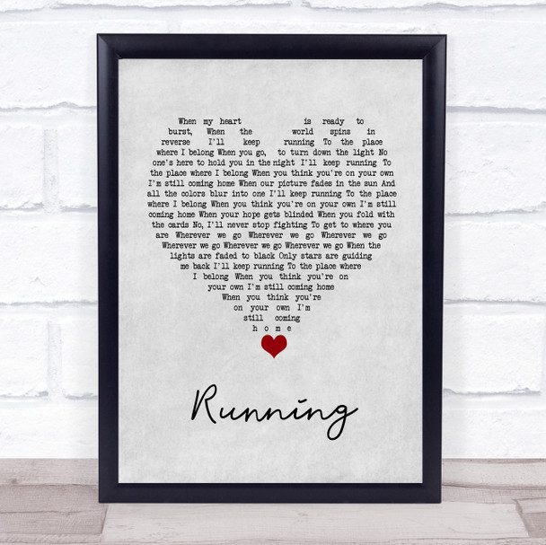 James Bay Running Grey Heart Song Lyric Wall Art Print