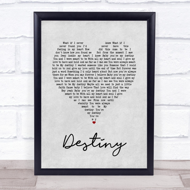 Jim Brickman Destiny Grey Heart Song Lyric Wall Art Print