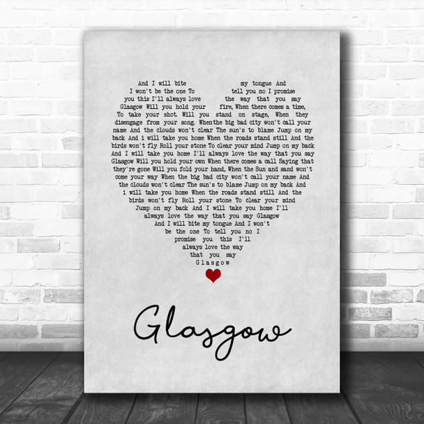 The Snuts Glasgow Grey Heart Song Lyric Wall Art Print