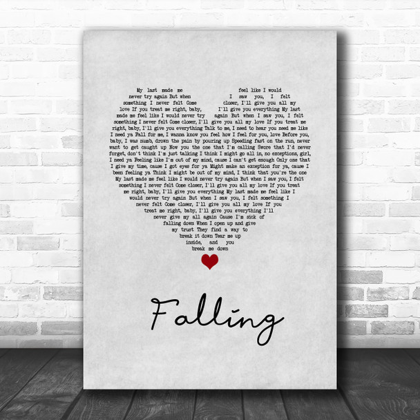 Trevor Daniel Falling Grey Heart Song Lyric Wall Art Print