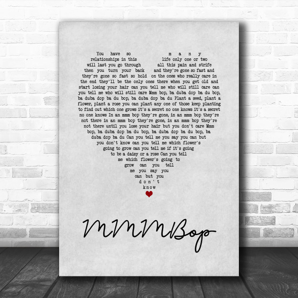 Hanson MMMBop Grey Heart Song Lyric Wall Art Print