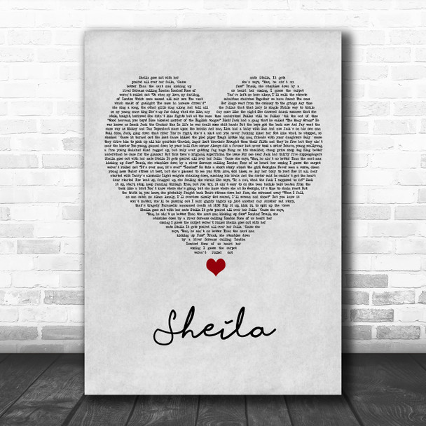 Jamie T Sheila Grey Heart Song Lyric Wall Art Print